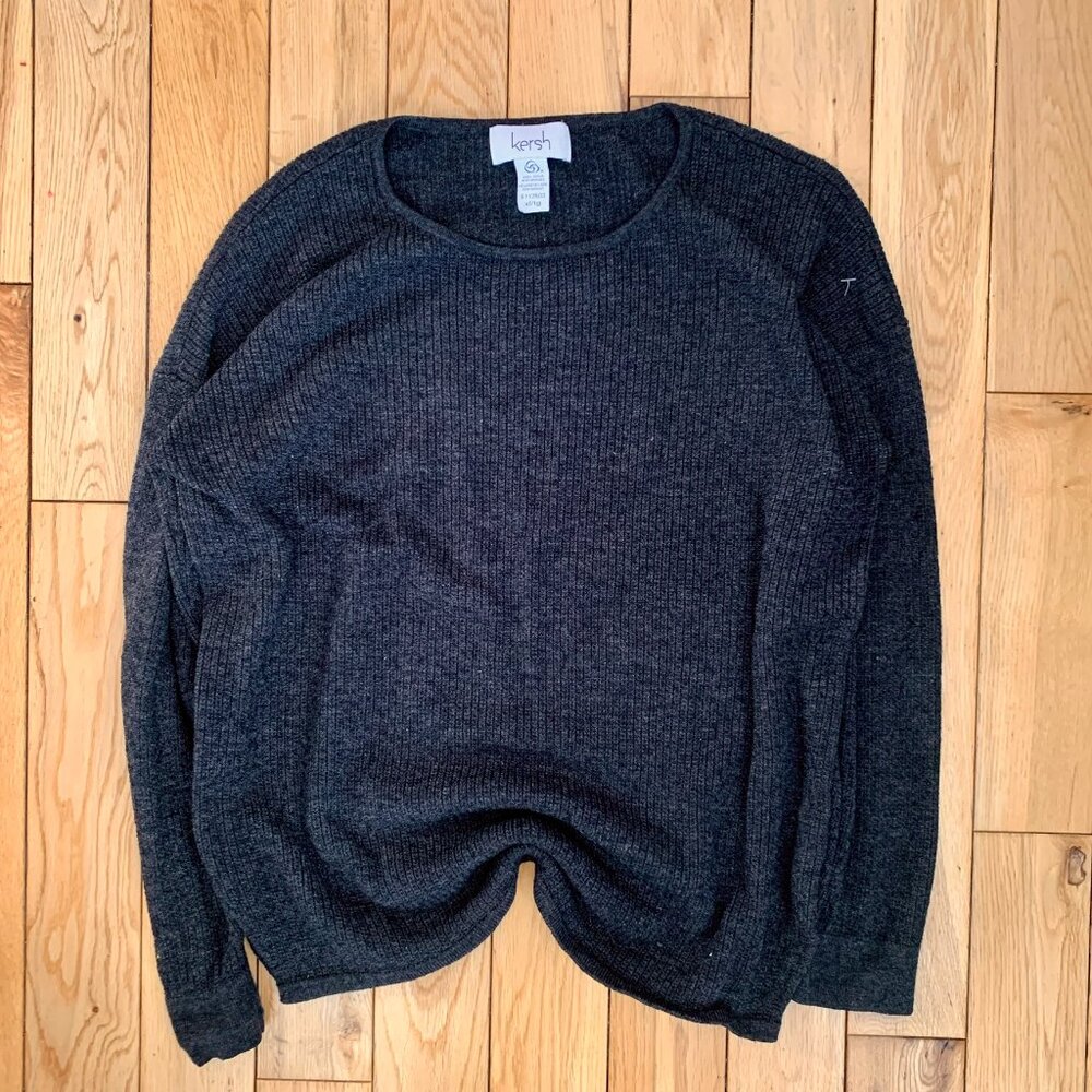 Kersh Wool Blend Women's XL Sweater Gray Pullover Knit